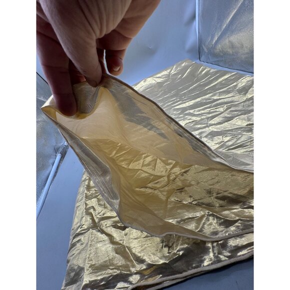 solid Gold Sheer Christmas holiday tablecloth decor tree shirt 62x100" poly READ - Picture 4 of 6